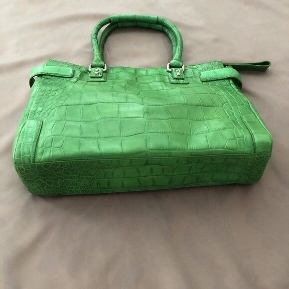 Club Monaco Rich Green Leather Tote - Picture 2 of 11
